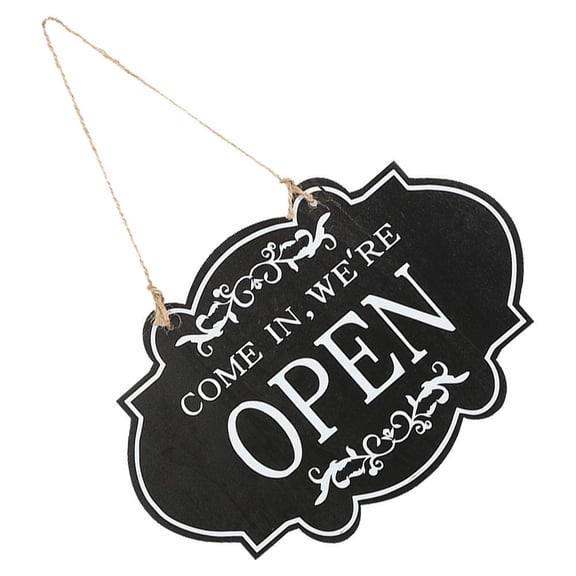 LEORX Open Closed Door Sign Open Closed Sign Wood Black 1Pack 11.8*7.9in