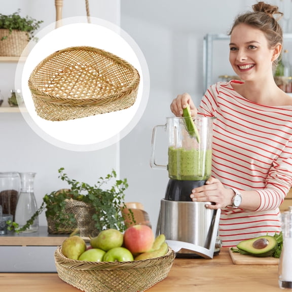 LEORX Heart Shaped Food Serving Basket Bamboo 1Set