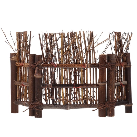LEORX 1pc Woven Bamboo Fence Zen Ornaments Tea Ceremony Decorative Screen Brown