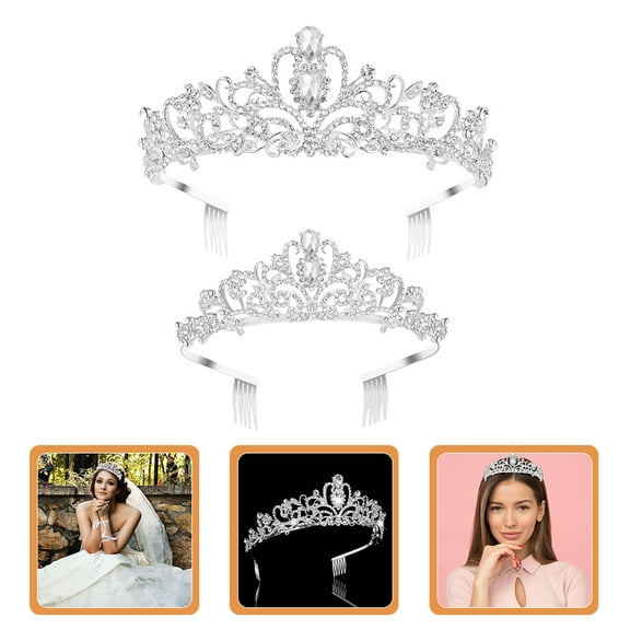 LEORX Costume Jewelry for Women Bridal Crowns Silver 2 Pcs