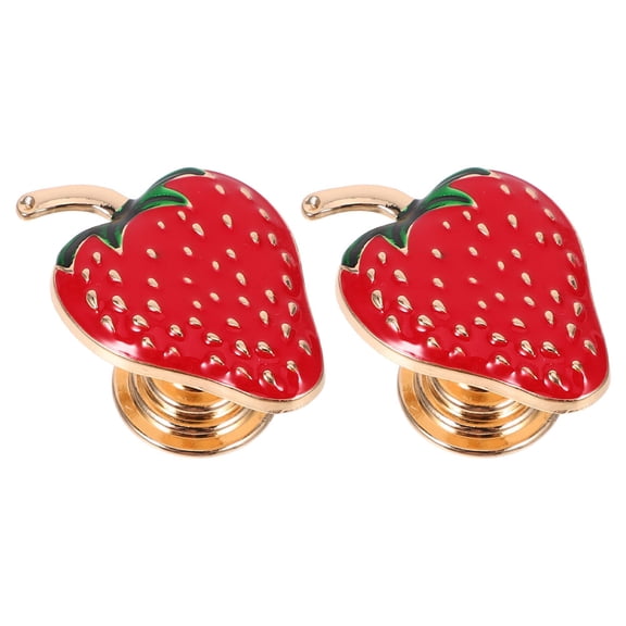 LEORX 2Pcs Cute Red Zinc Alloy Drawer Pulls with Unique Strawberry Design