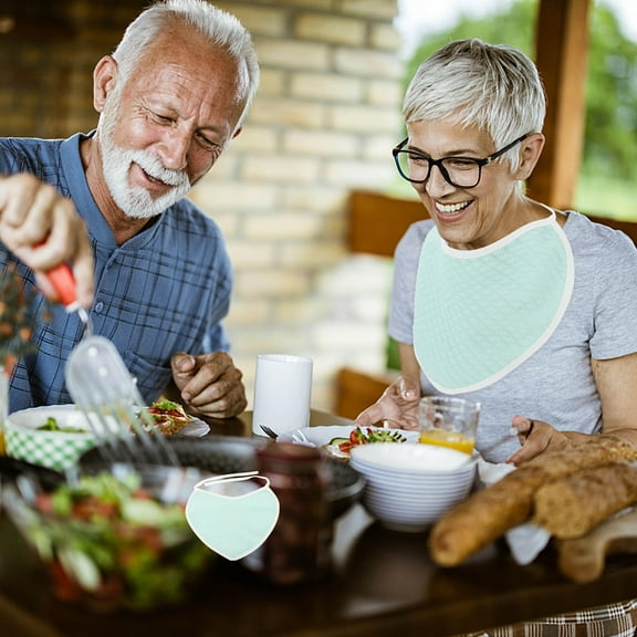 LEORX 2 Pcs Household Bib for Adults Cotton Light Green Spill Protector