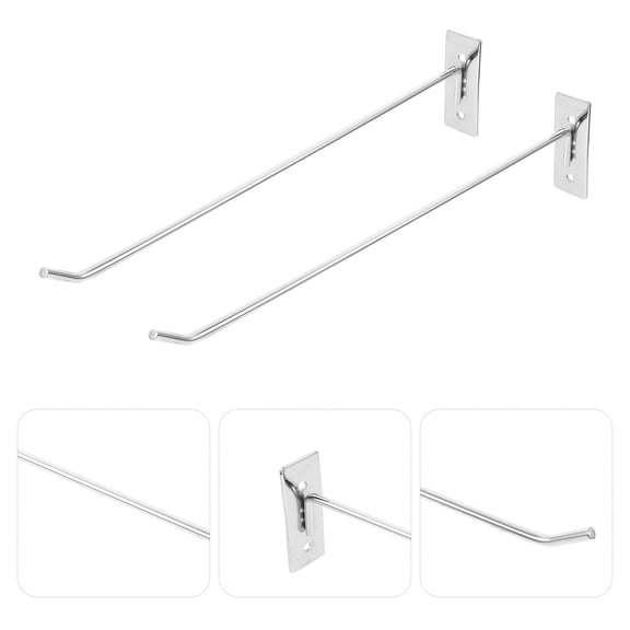 LEORX 2 Pcs Single Line Wall Hook Nail Straight Metal Supermarket Shelf Hooks