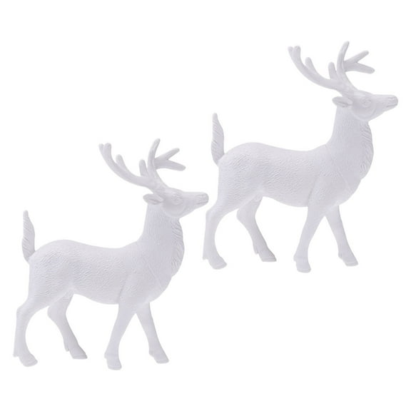 LEORX Miniature Presents Miniature Reindeer Figurine White Plastic 2 Pcs