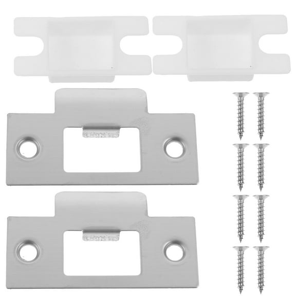 LEORX 2 Sets Door Lock Latch Striker Plate Deadbolt Exterior Door Strike Plate Plate Covers Lock Tongue Buckle Stainless Steel