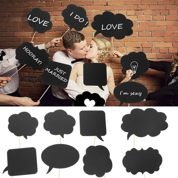 LEORX  20 Pcs Blank Chalkboard Photo Booth Prop Signs Selfie Black