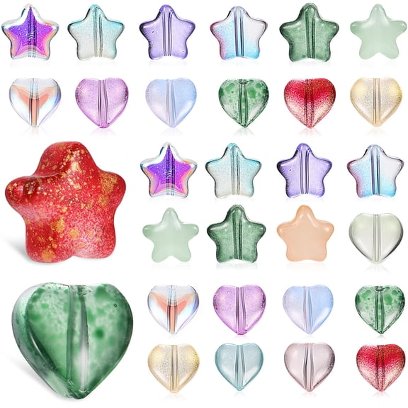 LEORX 200 Pcs Pendant Star Beads For Bracelets Charms Sparkly Beads For Jewelry Making Shaped Make Glass