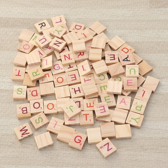 LEORX 200Pack ABC Stamps Wooden Chips Natural Wood Color for Intellectual Development