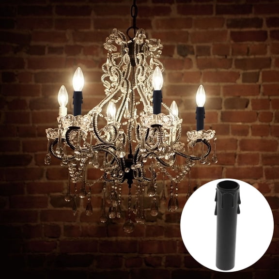 LEORX 20Pack Plastic Light Cover Black Heat Resistant Covers for Chandelier Bulbs
