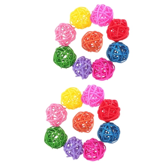 LEORX 20Pcs Bird Chew Toys Rattan Balls Assorted Color 1.6in Teeth Grinding Exercise Pet Toy