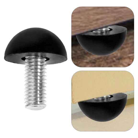 LEORX 20Pcs Cabinet Levelers Black Metal Rubber Round Head Prevent Floor Scratches for Furniture Legs
