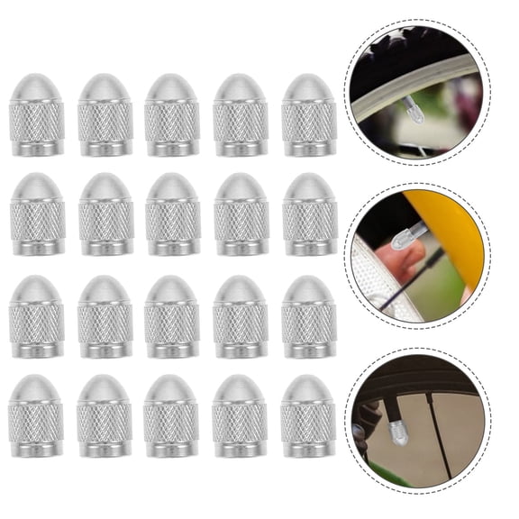 LEORX 20Pcs Dust-proof Tire Marking Valve Cap Aluminum Alloy Silver Car Accessories