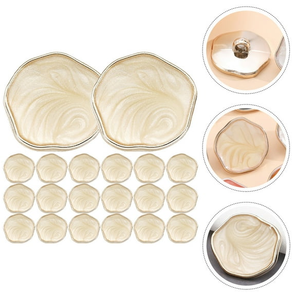 LEORX 20Pcs Designer Buttons Plastic Beige Irregular Round Shape