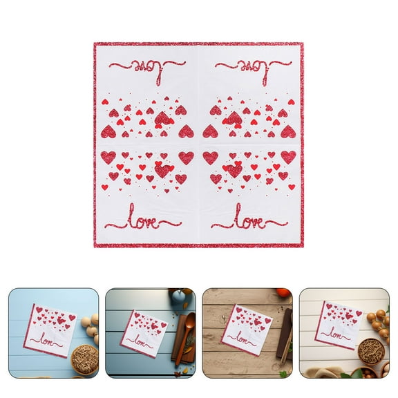 LEORX 20Pcs I Love You Paper Napkins Red present Wrapping For Couples And Celebrations