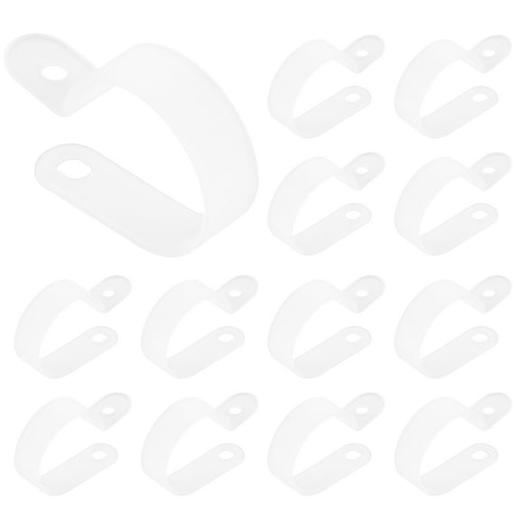 LEORX 20Pcs R-Shaped PVC Cable Clip for Wire Management Indoor Wiring