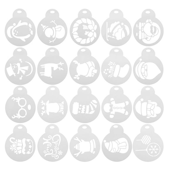 LEORX 20Pcs Reusable Stencil White Plastic Decorating Templates for Christmas