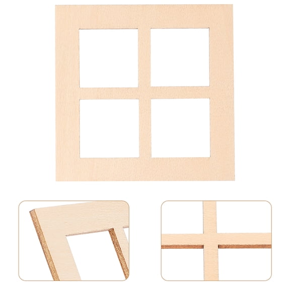 LEORX 20Set Tiny Wooden Windows Khaki 6.9x6.9x0.2in for Collectors and Crafting Projects