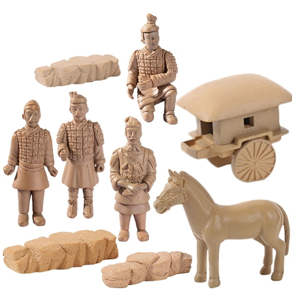 LEORX 23Pcs Terracotta Warriors Statues Light Brown Miniature Statue Family present