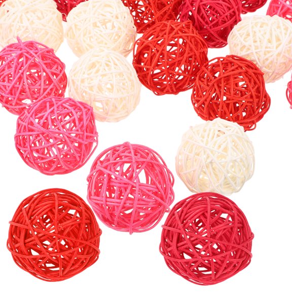 LEORX 24Pcs Rattan Woven Balls Hanging Decor Round Shape Pendant for Wedding Party and Scene Layout