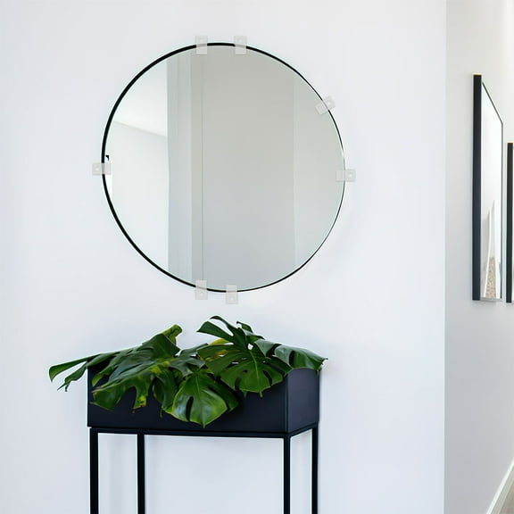 LEORX 25Sets Easy Install Transparent Mirror Clips No Drilling Mirror Mounting Hardware for Wardrobes