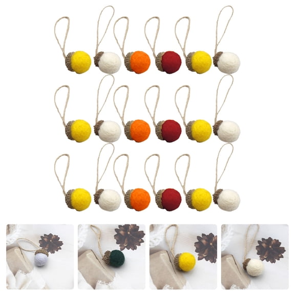 LEORX 25Pcs DIY Wreath Supplies Assorted Color Wool Felt Pine Cone for Festive Decor