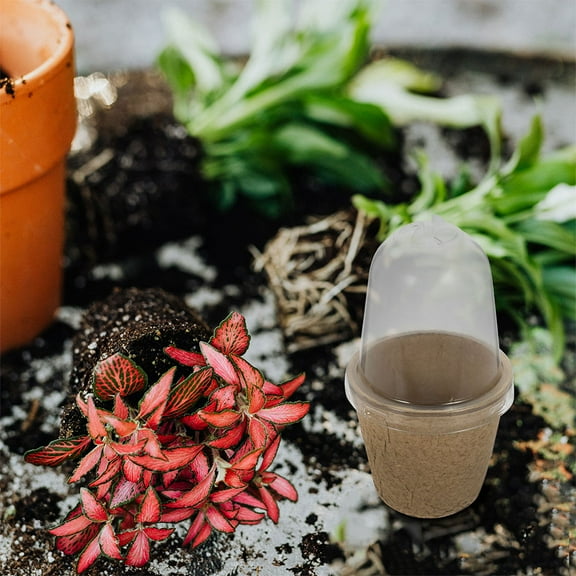 LEORX 25Pcs Round Beige Paper Planter Nursery Pot for Seedling Cultivation 4.52X2.36X2.36in