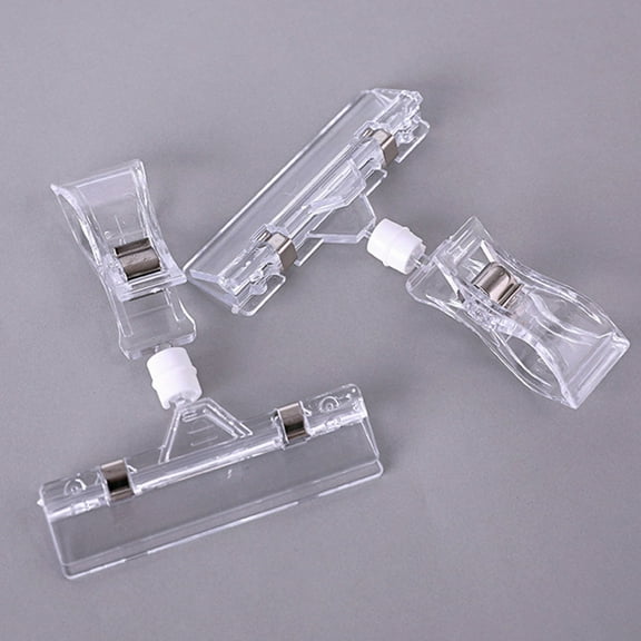 LEORX 25Pcs Transparent Display Clips for Retail with Double Clip Design and Flat Base