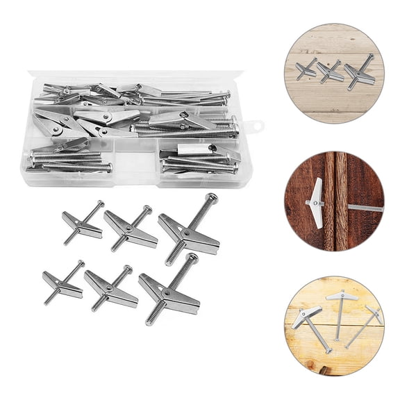LEORX 1Set Heavy Duty Toggle Anchors for Drywall with Easy Install Plated Silver Steel Material