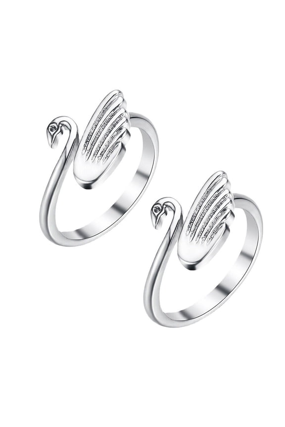 2PCS Crotchet Ring Silver Adjustable Copper for Daily Wear Craft Enthusiasts