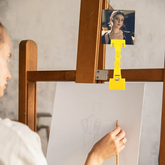 LEORX 2Pcs Sturdy Plastic Photo Clips for Drawing with Turnable Multifunctional Design