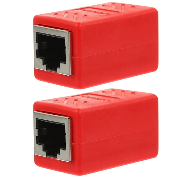 LEORX 2Pack Ethernet Extender Red Zinc Alloy Network Connection Signal Transmission For Routers 1.4X0.8in