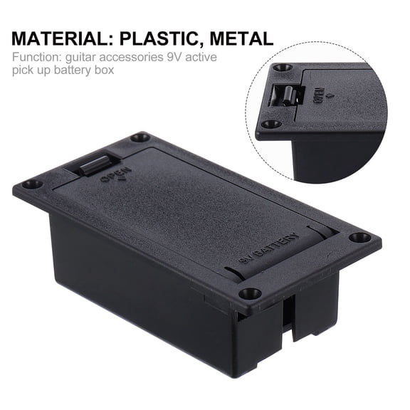 LEORX 2Pack Flat Installation Battery Box for Guitar Accessories Black Plastic 7.25x3.85cm