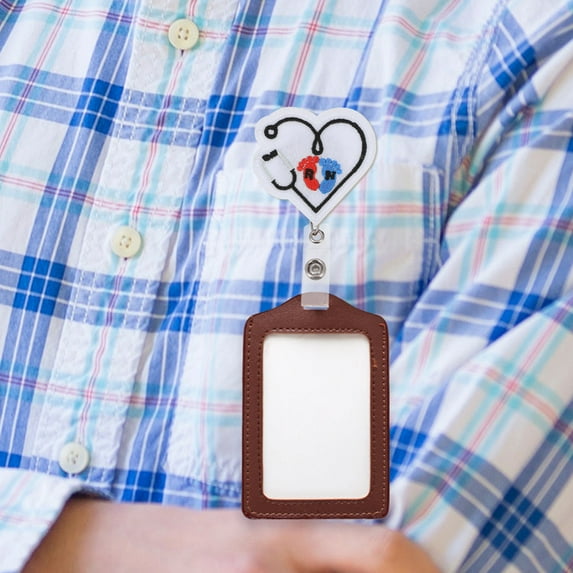 LEORX 2Pcs Assorted Color Felt Badge Holder with Rotatable Heart Shape Clip for Daily Use and Id Cards