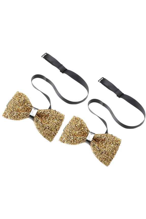2Pack Mens Bow Ties Golden Formal Wear Adjustable Strap Pre-tied