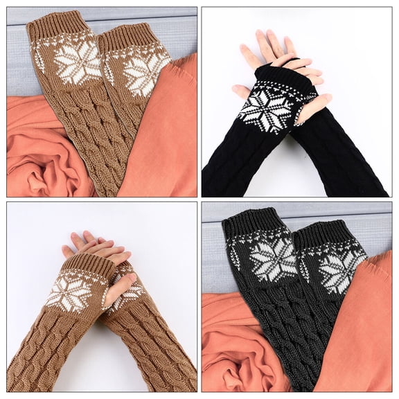 LEORX 2Pairs Black Winter Arm Warmers with Moisture Absorbing Breathable Comfortable Fabric