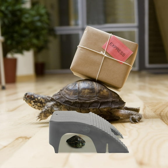 LEORX 2Pcs Aquatic Turtle Tank Accessories Dark Grey Climbing Pet Owners