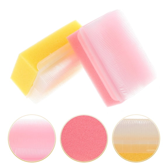 LEORX Sponge Massage Brush Yellow 2Pcs 3.3X1.8X1.1In