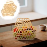 LEORX 2Pcs Bamboo Sundries Basket Handheld Bamboo Basket Khaki Fruit Storage for Storage Container