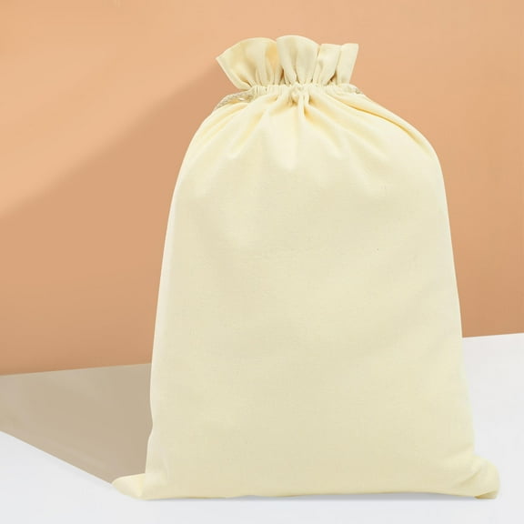 LEORX 2Pcs Beige Cotton Drawstring Bags for Flour Sacks and Rice Bags to Keep Food Fresh