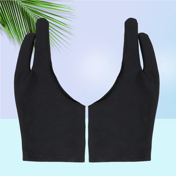 LEORX 2Pcs Black Artist Two Finger Gloves for Painting with Anti Sweat Breathable Material