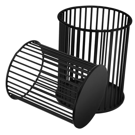 LEORX 2Pcs Black Iron Desktop Pen Cup for Makeup Brushes and Pens Style 3.93X3.14X3.14in