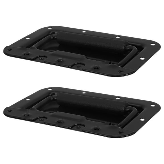 LEORX Spring Loaded Recessed Pull Handle Black 2Pcs Tool Box Handle 6.29X4.21X0.59In
