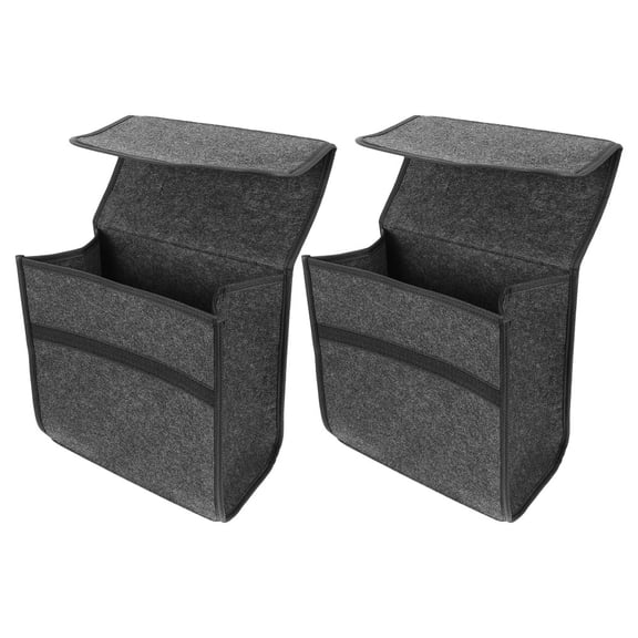 LEORX 2Pcs Foldable Vehicle Trunk Organizer Bin Dark Grey Felt Large Capacity Car Storage Solution