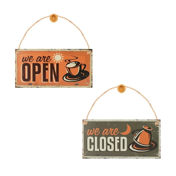 LEORX 2Pcs Hanging Wooden Plank Sign for Cafe Assorted Color
