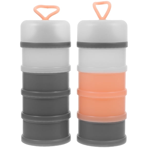 LEORX 2Pcs Compartment Snack Containers Silicone Stackable Assorted Color Parents Use