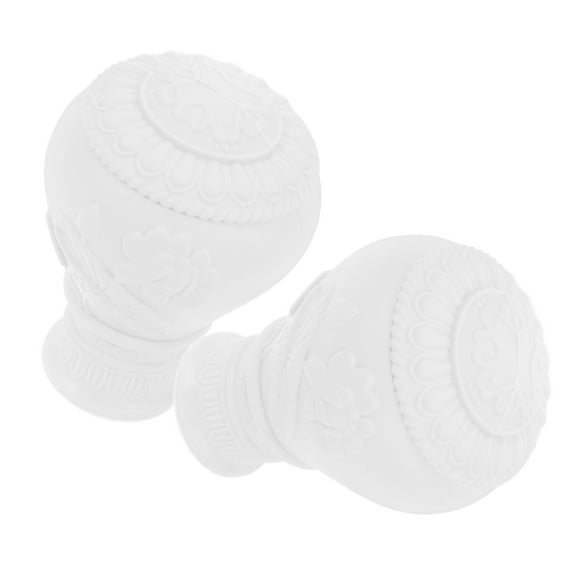 LEORX 2Pcs Decorative White Curtain Rod Finials Plastic End Caps for Stable and Stylish Drapery Poles