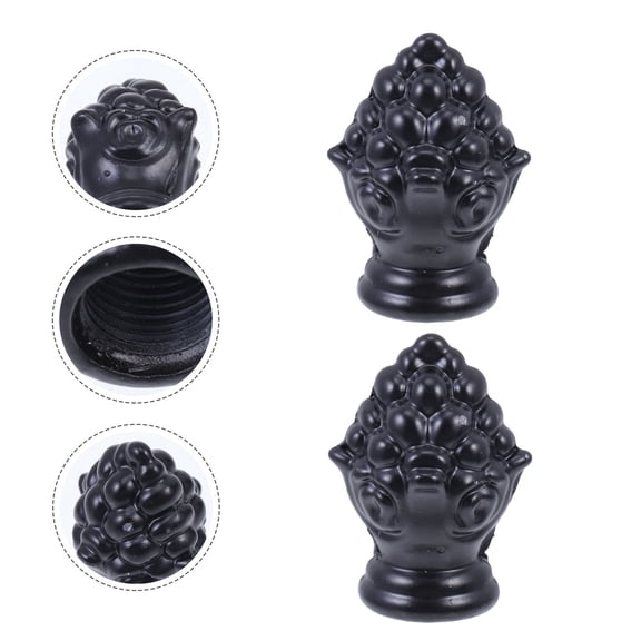LEORX 2Pcs Finial for Lamp Table Light Finial Decors Zinc Alloy Black Simple Design for Homeowners