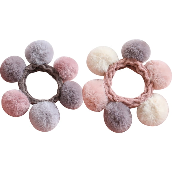 LEORX 2Pcs Fuzzy Scrunchies for Toddler Girl Hair Holding Hair Bands Ponytail Holders Plush Material 8.0x8.0x2.0in