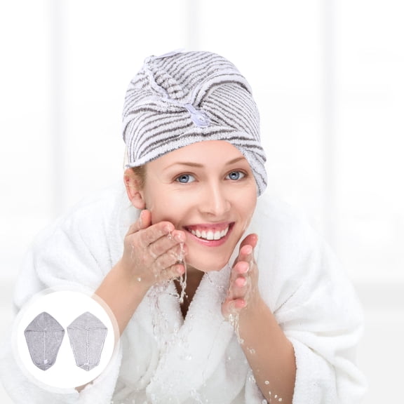 LEORX 2Pcs Fast Drying Grey Hair Towel Caps Ultra Absorbent Coral Fleece Material