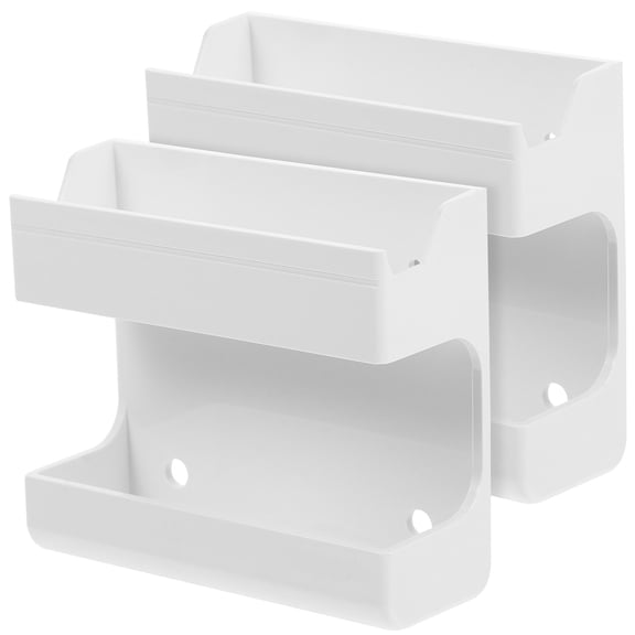 LEORX 2Pcs Hanging Remote Control Holder Wall Mount Remote Holder Plastic White Simple Design